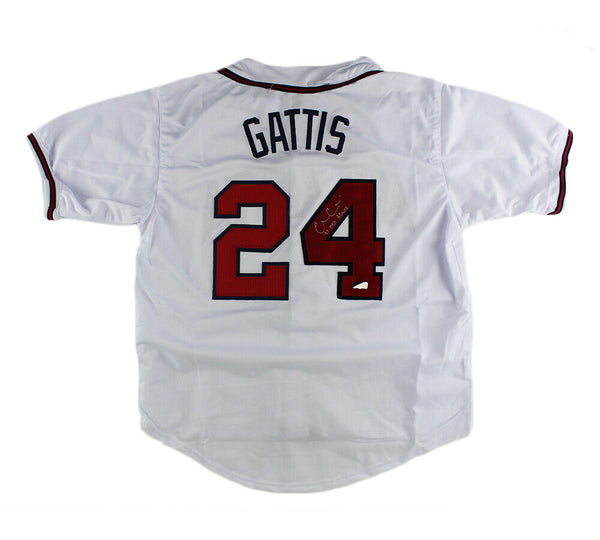 Evan Gattis Signed Atlanta Custom White Jersey with "El Oso Blanco" Inscription
