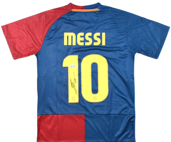 Lionel Messi Signed FC Barcelona Home Soccer Jersey #10 - Beckett Hologram