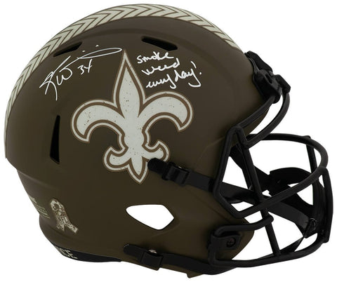 Ricky Williams Signed Saints SALUTE Riddell Full Size Rep Helmet w/Weed (SS COA)