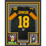 Framed Autographed/Signed Diontae Johnson 33x42 Color Rush Jersey Beckett COA