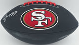 Joe Montana Autographed 49ers Black Logo Football Beckett Witness #WA82190