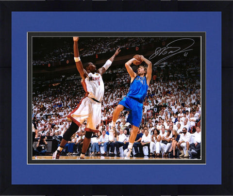 Framed Dirk Nowitzki Dallas Mavericks Autographed 16" x 20" Shot vs. Kings Photo