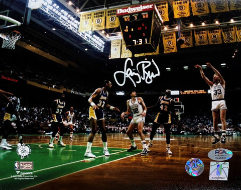 Larry Bird Signed 8x10 Boston Celtics vs Lakers Photo Bird+PSA/DNA