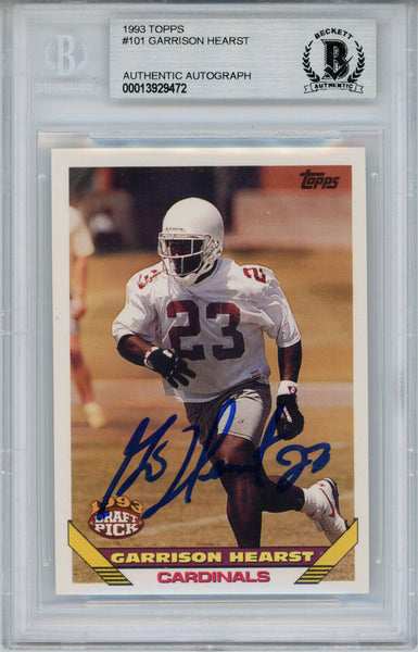 Garrison Hearst Autographed 1993 Topps #101 Rookie Card Beckett Slab 36306