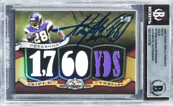 Vikings Adrian Peterson Signed 2009 Topps TT Relic Gold #TTR48 Card BAS Slabbed