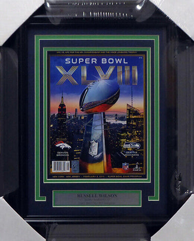 RUSSELL WILSON AUTOGRAPHED FRAMED SEAHAWKS SUPER BOWL PROGRAM RW HOLO 158297