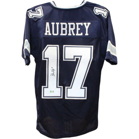 Brandon Aubrey Autographed/Signed Pro Style Blue XL Jersey Beckett 48147