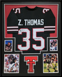 FRAMED TEXAS TECH RED RAIDERS ZACH THOMAS AUTOGRAPHED INSCRIBED JERSEY JSA