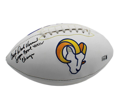 Dick Vermeil Signed Los Angeles Rams Embroidered White NFL Football - Insc