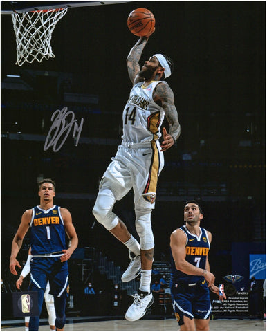 Brandon Ingram New Orleans Pelicans Signed 8x10 Dunk invs. Nuggets Photo