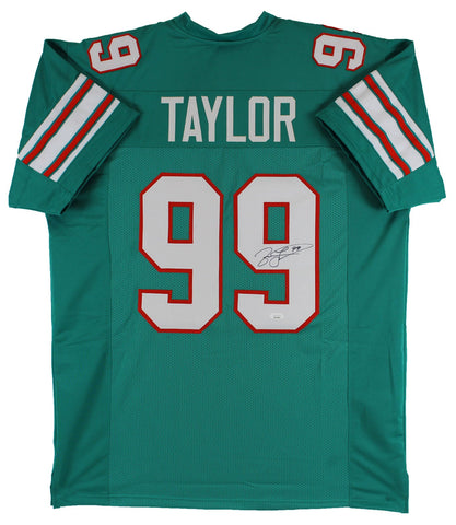 Jason Taylor Authentic Signed Teal Pro Style Jersey Autographed JSA Witness