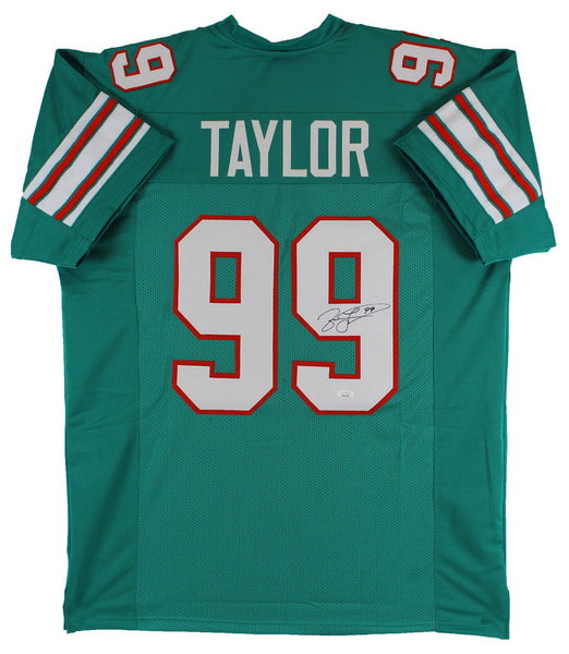 Jason Taylor Authentic Signed Teal Pro Style Jersey Autographed JSA Witness