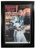 Joe Namath NY Jets HOF Signed 26x28 Stephen Holland Lithograph Framed JSA 205184