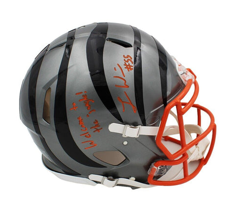 Logan Wilson Signed Cincinnati Bengals Speed Authentic Flash Helmet w/Welcome to