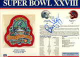 Bernie Kosar Autographed Dallas Cowboys SB XXVIII Patch Stat Card Beckett 54954