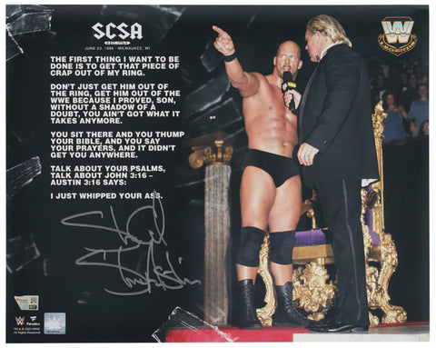 Steve Austin Autographed WWE 16" x 20" "King Of The Ring" Quote Photo Fanatics