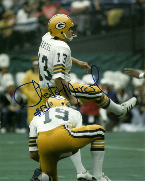 Packers Kicker CHESTER MARCOL Signed 8x10 Photo #3 AUTO ~ 1972 NFL ROY - GBP HOF