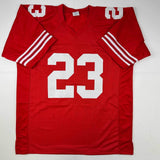 Autographed/Signed Christian McCaffrey San Francisco Red Jersey Beckett BAS COA