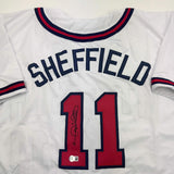 Autographed/Signed Gary Sheffield Atlanta White Baseball Jersey Beckett BAS COA