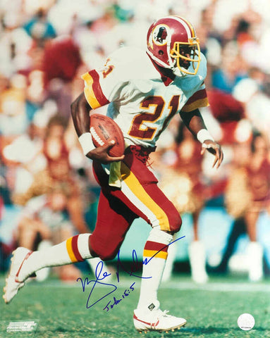 Mike Nelms Signed Redskins White Jersey Action 16x20 Photo - (SCHWARTZ COA)