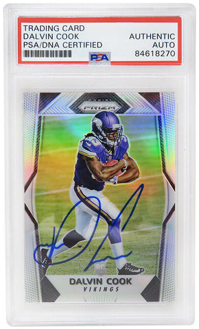 Dalvin Cook autographed Vikings 2017 Panini Prizm Silver Rookie Card #231 (PSA)