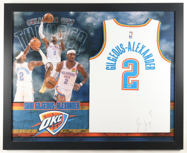 Shai Gilgeous-Alexander Signed Oklahoma City Thunder Framed Jersey Display (PSA)