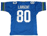 STEVE LARGENT SIGNED AUTOGRAPHED SEATTLE SEAHAWKS #80 BLUE JERSEY JSA W/ HOF 95