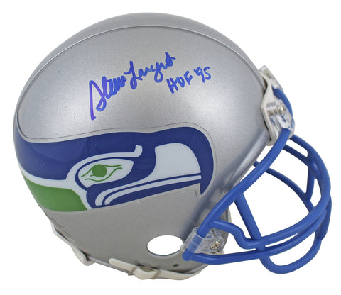 Seahawks Steve Largent "HOF 95" Signed 83-01 Throwback Rep Mini Helmet BAS Wit