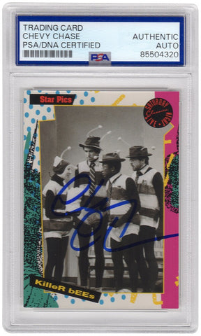 Chevy Chase Signed 1992 Star Pics SNL 'Killer Bees' Trading Card #67 - (PSA/DNA)