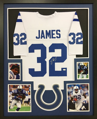 Edgerrin James Autographed Signed Framed Indianapolis Colts Jersey JSA