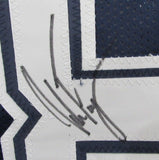 Jake Ferguson Signed Blue Custom Football Jersey Dallas Cowboys Beckett 186304