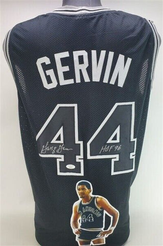 George Gervin Signed San Antonio Spurs Photo Jersey Inscribed "HOF 96" (JSA COA)