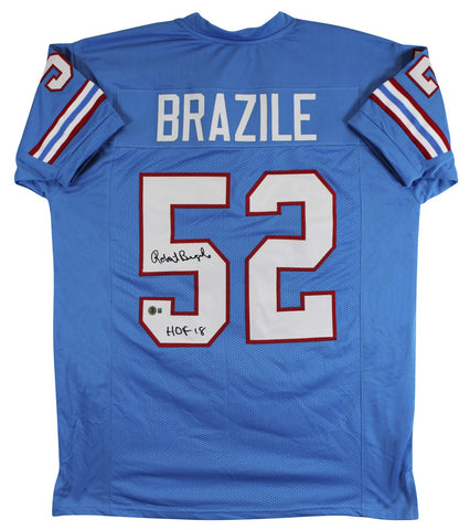 Robert Brazile "HOF 2018" Signed Light Blue Pro Style Jersey BAS Witnessed
