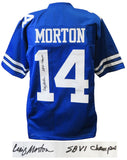 Craig Morton Signed Blue Custom Football Jersey w/SB VI Champs - SCHWARTZ COA
