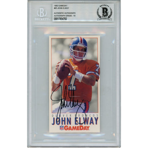 John Elway Autographed 1992 GameDay #23 Slabbed Trading Card Beckett 51535