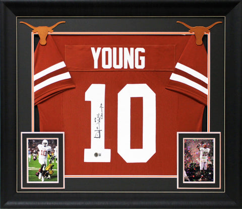 Vince Young "05 Nat'l Champs" Signed Burnt Orange Pro Style Framed Jersey BAS W
