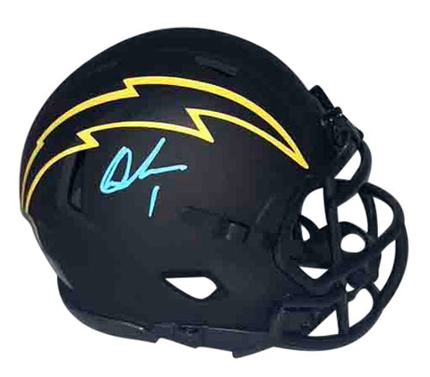 QUENTIN JOHNSTON SIGNED LOS ANGELES CHARGERS ECLIPSE SPEED MINI HELMET BECKETT