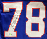 Bruce Smith Signed Custom Blue Pro-Style Football Jersey BAS ITP