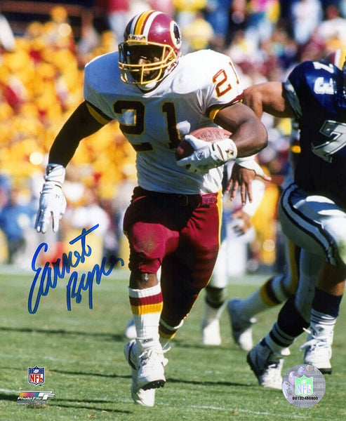 Earnest Byner Signed Washington White Jersey Action 8x10 Photo - (SCHWARTZ COA)