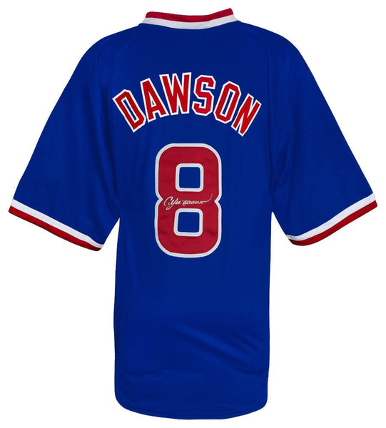 Andre Dawson Signed Blue Throwback Custom Baseball Jersey - (SCHWARTZ COA)