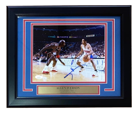 Allen Iverson Signed Framed 8x10 76ers vs Michael Jordan Photo JSA ITP