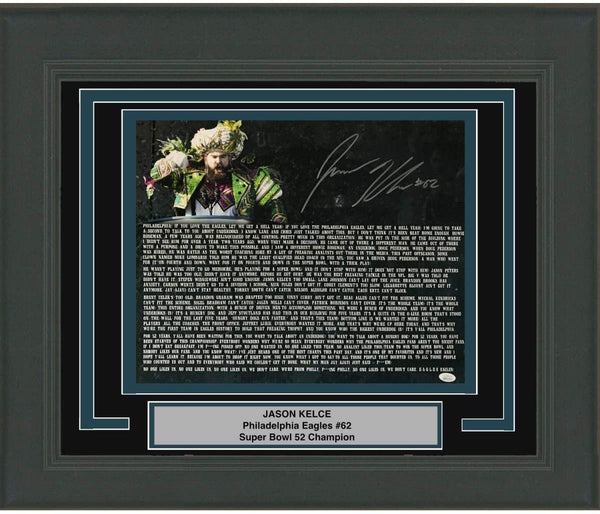 Framed Autographed Jason Kelce Eagles Parade Speech 16x20 Photo PSA COA