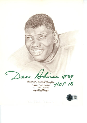 Dave Robinson Autographed/Signed Green Bay Packers 8x10 Photo Beckett 59462