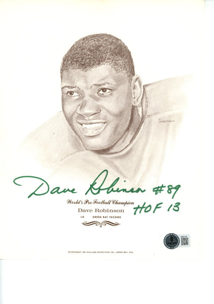 Dave Robinson Autographed/Signed Green Bay Packers 8x10 Photo Beckett 59462