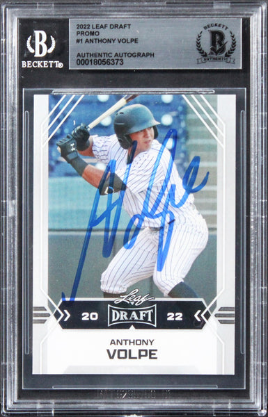 Yankees Anthony Volpe Signed 2022 Leaf Draft Promo #1 Rookie Card BAS Slabbed