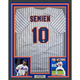 Framed Autographed/Signed Marcus Semien 35x39 NY Pinstripe Jersey BAS COA