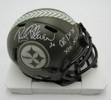 Rocky Bleier Signed/Inscr Salute To Service Mini Helmet Steelers Beckett 191562