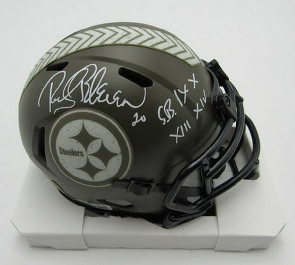 Rocky Bleier Signed/Inscr Salute To Service Mini Helmet Steelers Beckett 191562