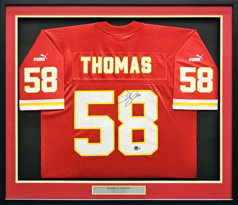 Chiefs Derrick Thomas Autographed Signed Framed Red Puma Jersey Beckett #AC74568