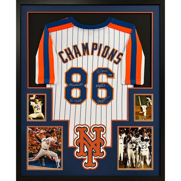 1986 Mets Autographed Signed Framed World Series Jersey STEINER